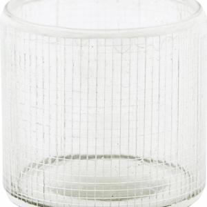 Lysestage House Doctor Check i glas og cement, sølv, Ø7,5ÃH7,5 cm